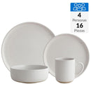 Juego de Loza 16 Piezas Ceramica Polonia Blanco