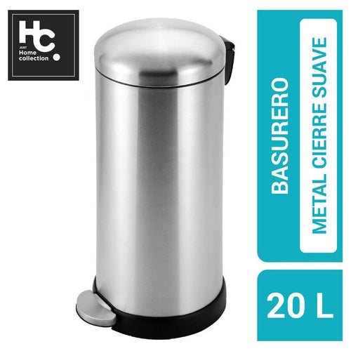 Papelero 20 Litros Metal Gris/Negro
