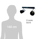 Barra Led Aurus 2 Luces Metal Negro