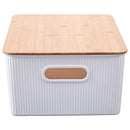 Caja Plastica Con Tapa Bambu 18X13X27.5 Cm 6 L Blanco