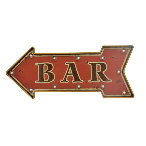 Letrero Led Flecha Bar Rojo 25x6 cm