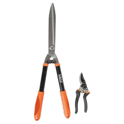 Kit De Tijera + Tijeron Para Jardin 2 Piezas Naranjo