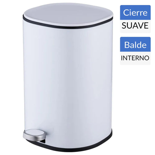 Papelero Cilindro 5 Litros Metal Blanco