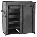 Zapatera Portatil 2 Puertas 7 Repisas 90x93x30 cm Gris oscuro