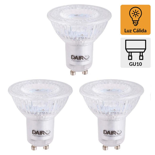 Pack 3 Ampolletas Led 5.5 W Gu10 550 Lm Luz Calida