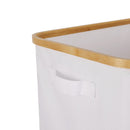 Organizador De Tela Con Tapa 50X30X34 Cm Blanco/Gris