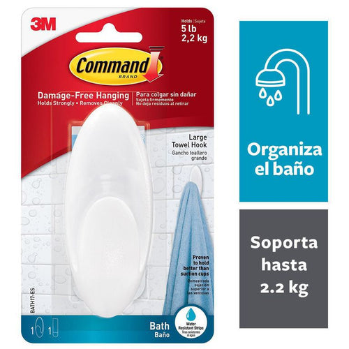 Gancho para Bano con Tiras Impermeables Grande Blanco