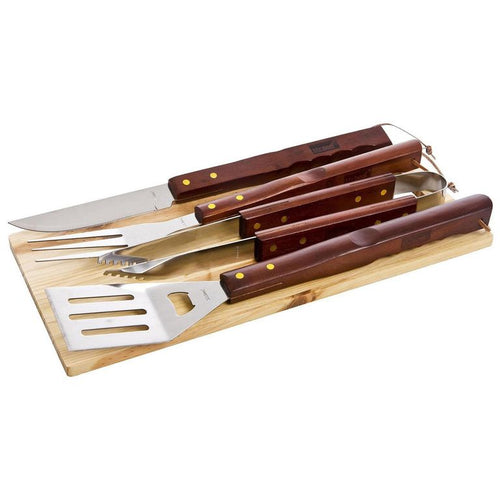 Kit Asado 4 Piezas Tabla Para Parrilla