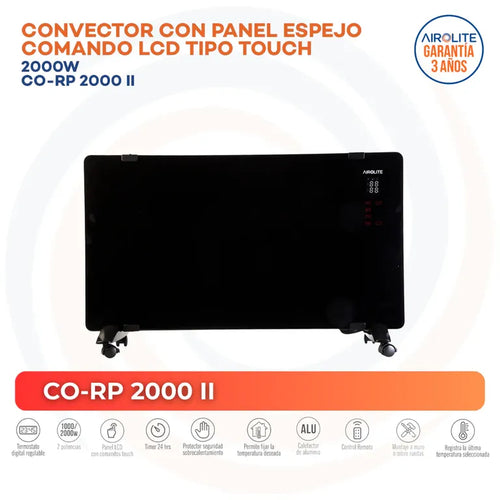 Convector Panel Espejo Conveccion Negro