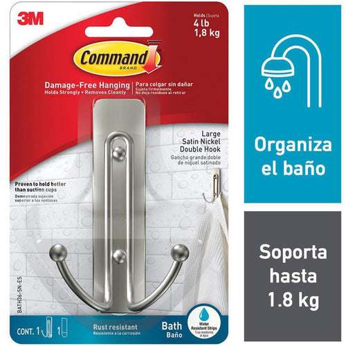 Gancho Para Baño Grande Doble Color Niquel Satinado
