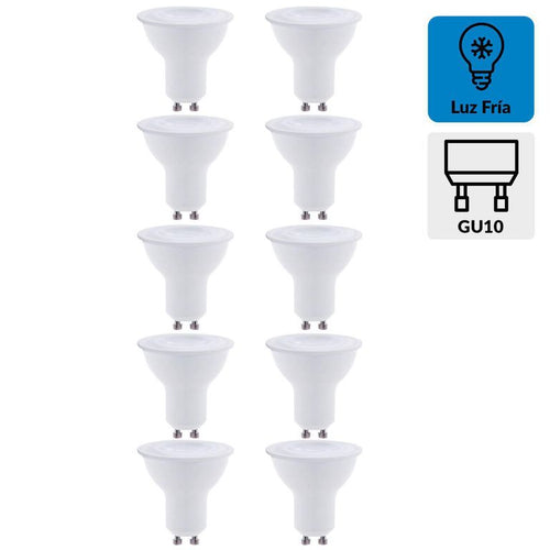 Pack 10 Ampolletas Led 6 W Gu10 550 Lm Luz Fria