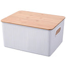 Caja Plastica Con Tapa Bambu 29.5X16X38.5 Cm 16 L Blanco