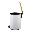 Basurero Tapa Bambu 3 Litros Plastico Blanco