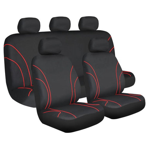Set De Cubre Asientos Autostyle 9 Piezas Rojo Automovil
