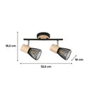 Foco Interior Direccional Boston 2 Luces Madera Y Metal
