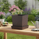 Plato Macetero Cuadrado Ratan 25X25 Cm Jardin
