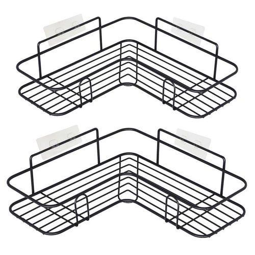 Set Dos Organizadoras Ducha Autoadhesivo Negro