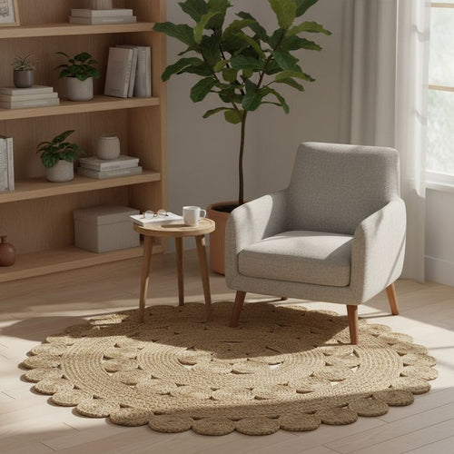 Alfombra Dofty 120x120 cm Yute Beige