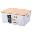 Caja Plastica Con Tapa Bambu 29.5X16X38.5 Cm 16 L Blanco
