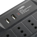 Alargador Interruptor On Off 2 Usb 6 Toma(S) 3 M Negro