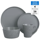 Juego de Loza 16 Piezas Ceramica Marmol Gris