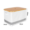 Organizador De Tela Con Tapa 50X30X34 Cm Blanco/Gris
