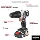 Taladro Inalambrico Percutor 13 mm 20 V/2 Baterias