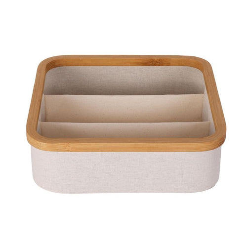 Caja Organizadora Tela 3 Divisiones 30x9x30 cm 8.1 l Beige