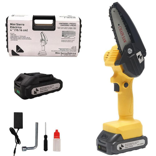Mini Motosierra Inalambrica 4 Pulg 21 V Bateria Y Cargador