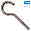 Cancamo abierto rosca madera N3 x 44 niquelado 4unid
