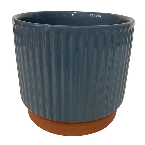Macetero Enlozado de Arcilla 12x14 cm Azul