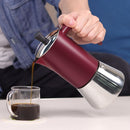 Cafetera Moka 6 Tazas 300 Ml Acero Inoxidable Rojo