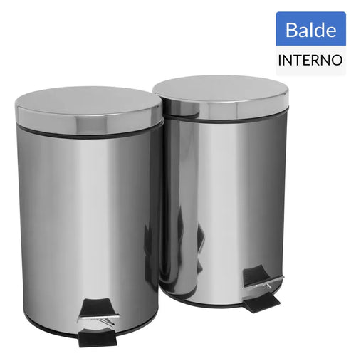 Set 2 Basureros De Metal 7 L Gris