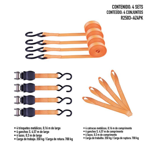 Set de Cintas Trincaje 6 Piezas 5 m 25 mm 350 Kg