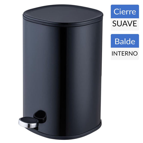 Basurero Cilindro 5 Litros Metal Negro