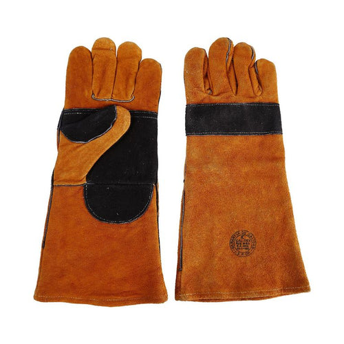 Guante Soldador Reforzado De Cuero Talla Unica Naranjo/Negro
