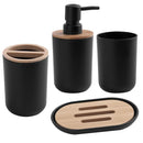 Set 4 Piezas Negro Plastico/Bambu