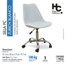 Silla Escritorio Zurich Blanco 47,5X91,5X58 Cm