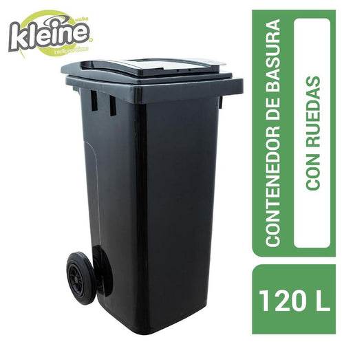 Basurero Contenedor Kleine Wolke 120 L Gris Con Ruedas