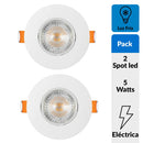 Pack 2 Foco Led Spot Empotrado Redondo 5 W Plastico Blanco