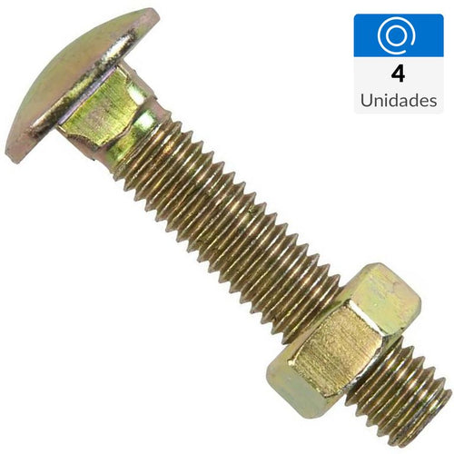 Perno coche con tuerca 5/16 x 1" zincado amarillo 4unid