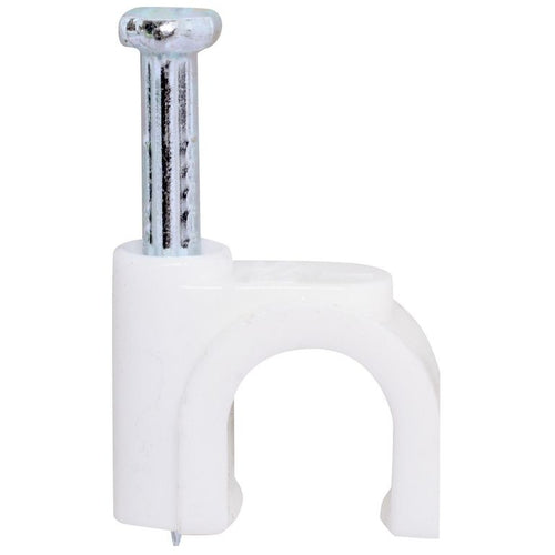 Grampa Con Clavo P/Cable Coaxial Rg6 7,0Mm - Blanco (25 U.S)