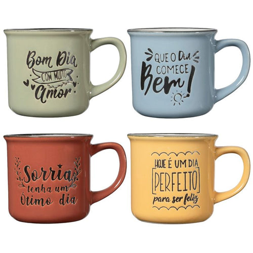 Mug 300 Ml Ceramica Frases Colores Surtidos