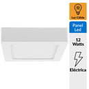 Panel sobrepuesto cuadrado LED 12 W.