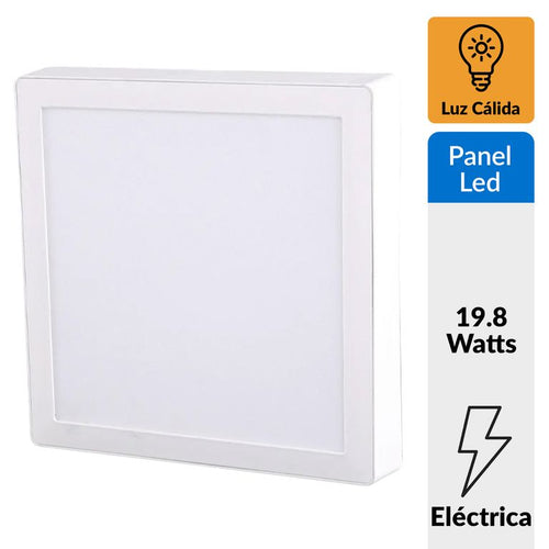 Panel Led Sobrepuesto Cuadrado Blanco 18W Luz Calida