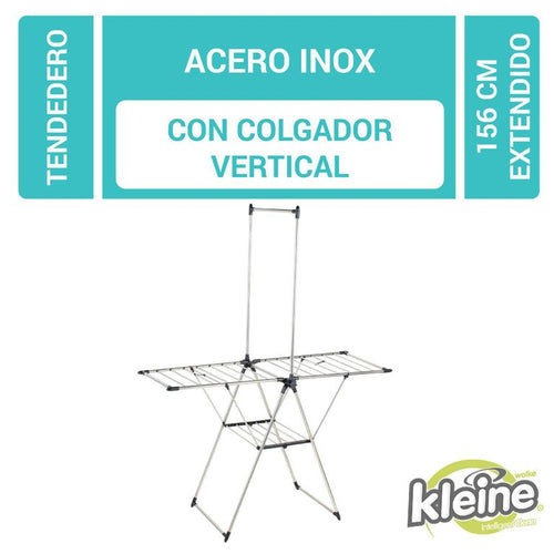Tendedero de Ropa con Colgador Vertical Plegable Acero inoxidable 156x61x200 cm Cromo