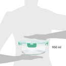Contenedor de Alimento Redondo con Tapa Clip Vidrio 950 ml