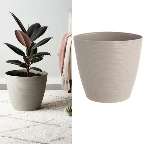 Macetero Redondo De Plastico 24.4X23 Cm Taupe