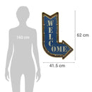 Letrero Led Flecha Welcome Azul 61x5.5 cm