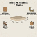 Repisa AK Melamina 1 Nivel(es) 25x5x25 cm Cafe